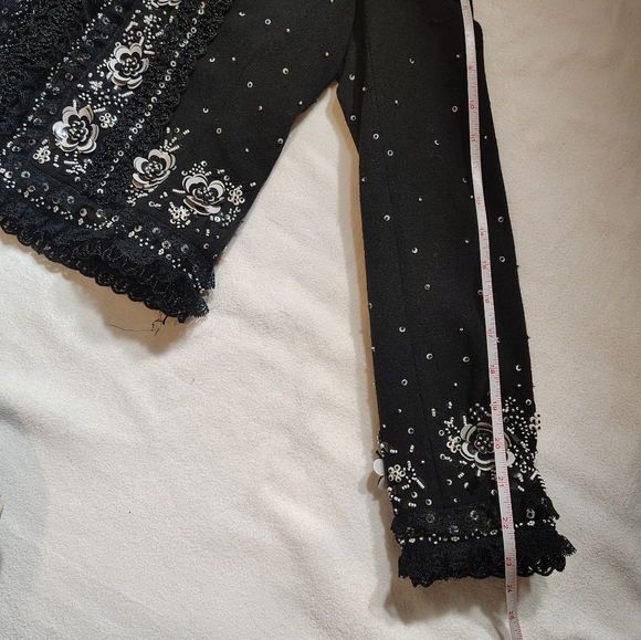 Escada Couture Womens Gala Glam Beaded Jacket 38 Black White Old Money - Picture 16 of 16